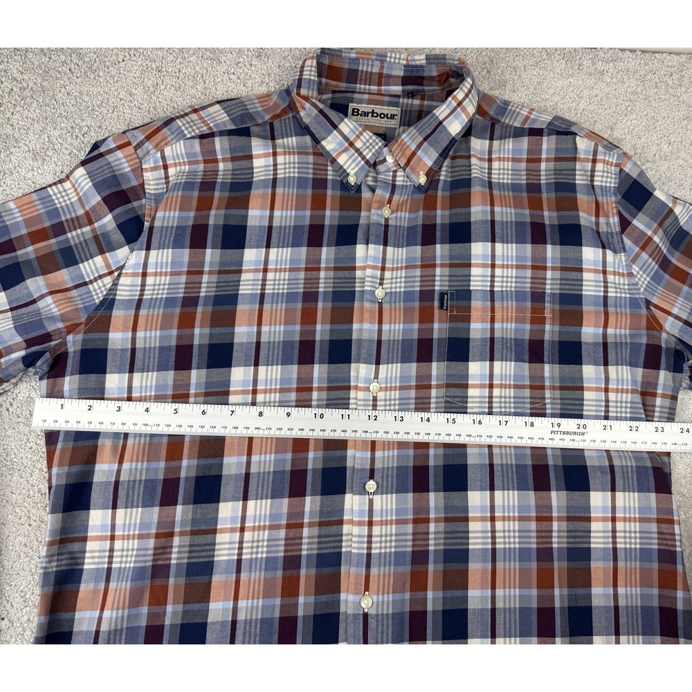 Barbour Plaid Button Down Shirt Blue Red White ~ Long Sleeve Mens XL ~ Pocket - Picture 10 of 16